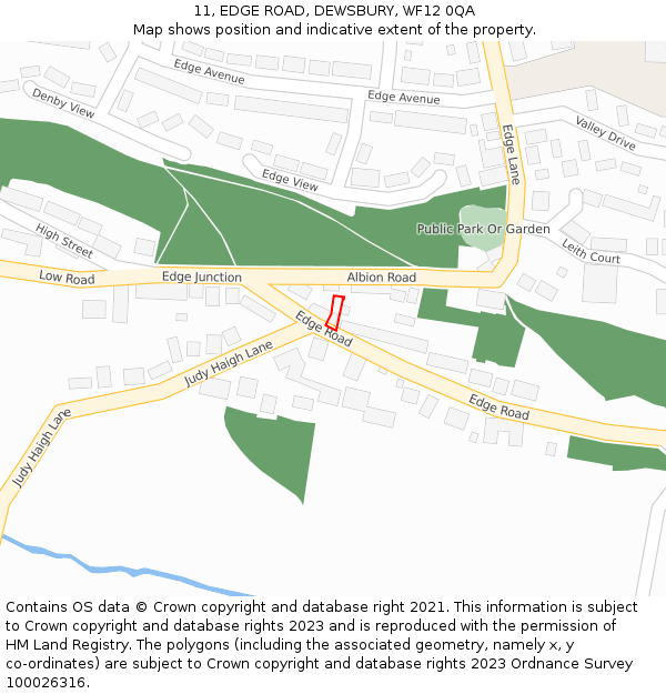 11, EDGE ROAD, DEWSBURY, WF12 0QA: Location map and indicative extent of plot