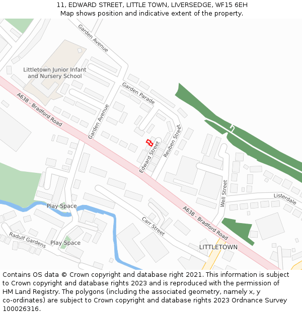 11, EDWARD STREET, LITTLE TOWN, LIVERSEDGE, WF15 6EH: Location map and indicative extent of plot