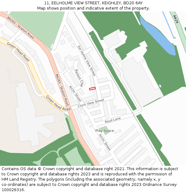 11, EELHOLME VIEW STREET, KEIGHLEY, BD20 6AY: Location map and indicative extent of plot