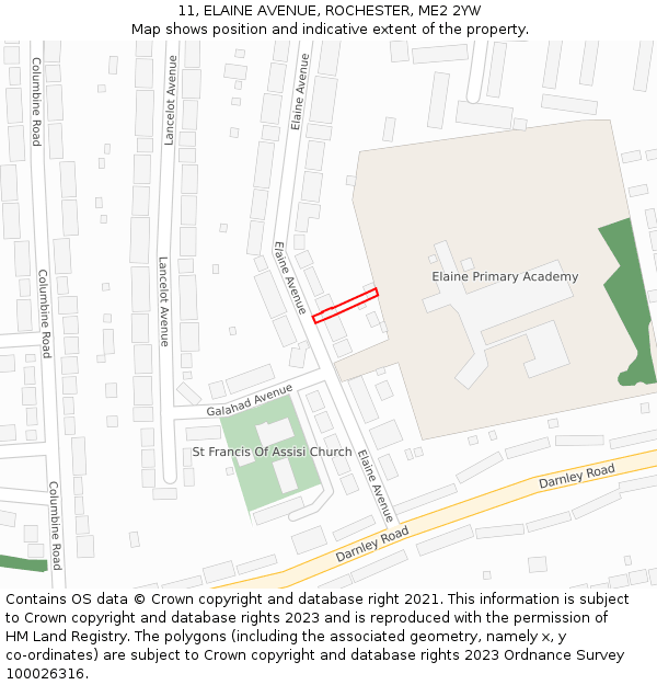 11, ELAINE AVENUE, ROCHESTER, ME2 2YW: Location map and indicative extent of plot