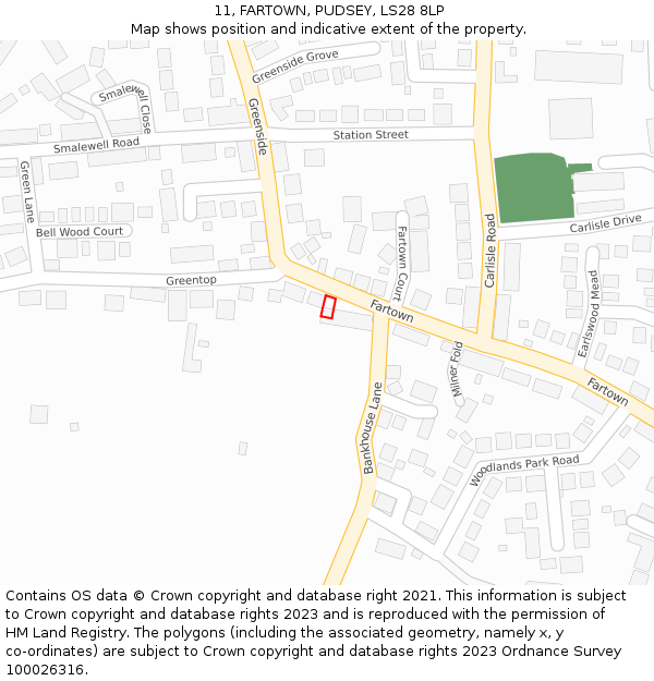 11, FARTOWN, PUDSEY, LS28 8LP: Location map and indicative extent of plot