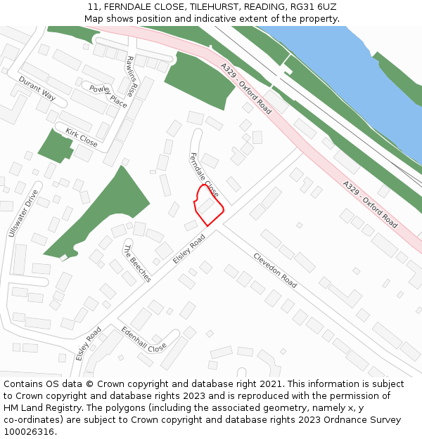 11, FERNDALE CLOSE, TILEHURST, READING, RG31 6UZ: Location map and indicative extent of plot