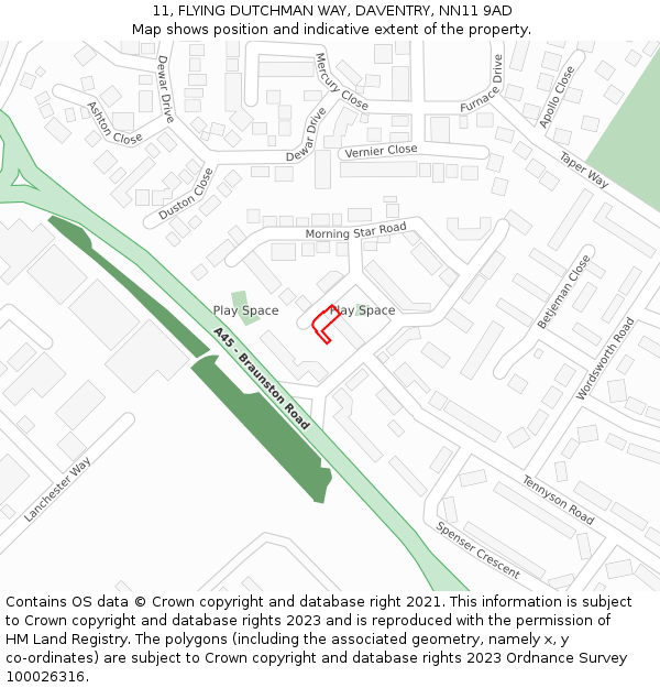 11, FLYING DUTCHMAN WAY, DAVENTRY, NN11 9AD: Location map and indicative extent of plot