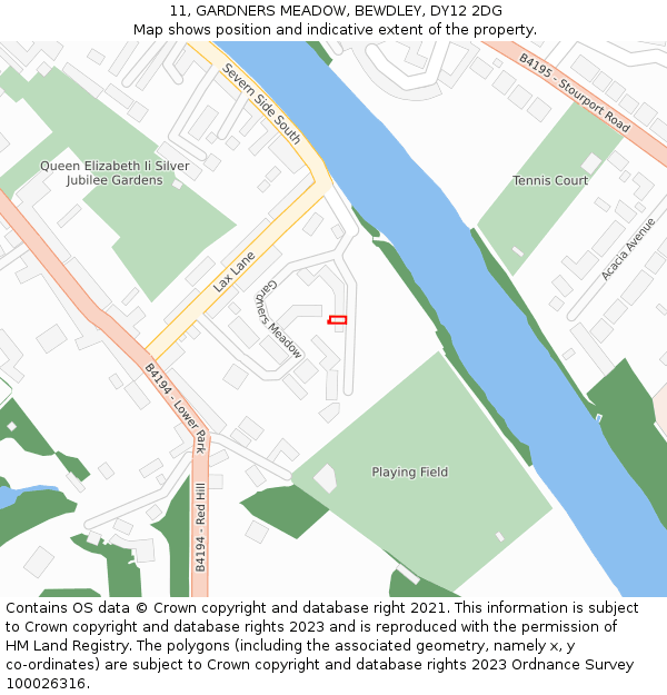 11, GARDNERS MEADOW, BEWDLEY, DY12 2DG: Location map and indicative extent of plot