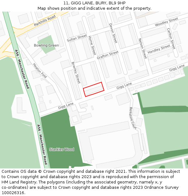 11, GIGG LANE, BURY, BL9 9HP: Location map and indicative extent of plot