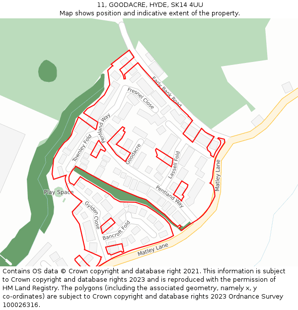 11, GOODACRE, HYDE, SK14 4UU: Location map and indicative extent of plot