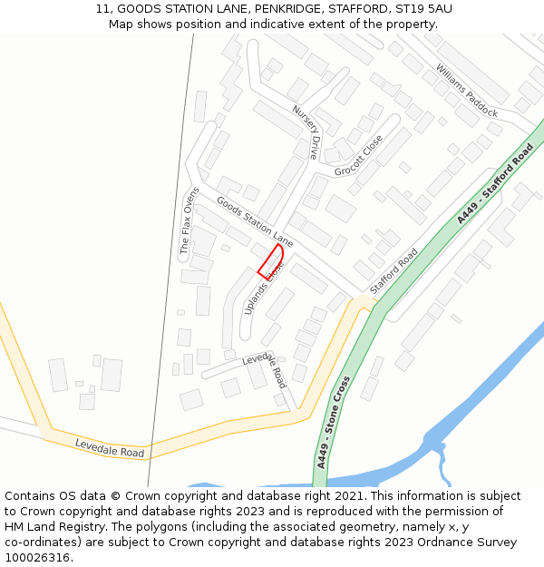 11, GOODS STATION LANE, PENKRIDGE, STAFFORD, ST19 5AU: Location map and indicative extent of plot