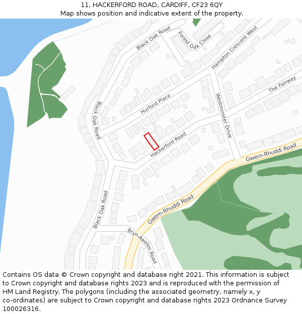 11, HACKERFORD ROAD, CARDIFF, CF23 6QY: Location map and indicative extent of plot