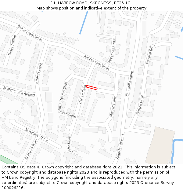 11, HARROW ROAD, SKEGNESS, PE25 1GH: Location map and indicative extent of plot