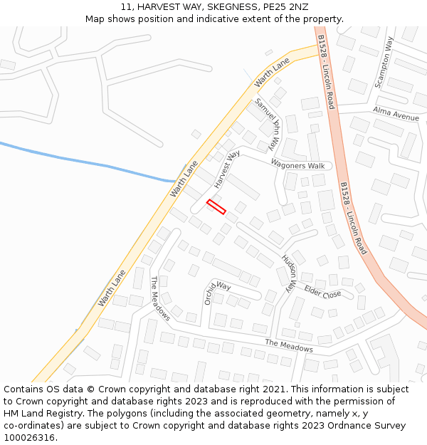 11, HARVEST WAY, SKEGNESS, PE25 2NZ: Location map and indicative extent of plot