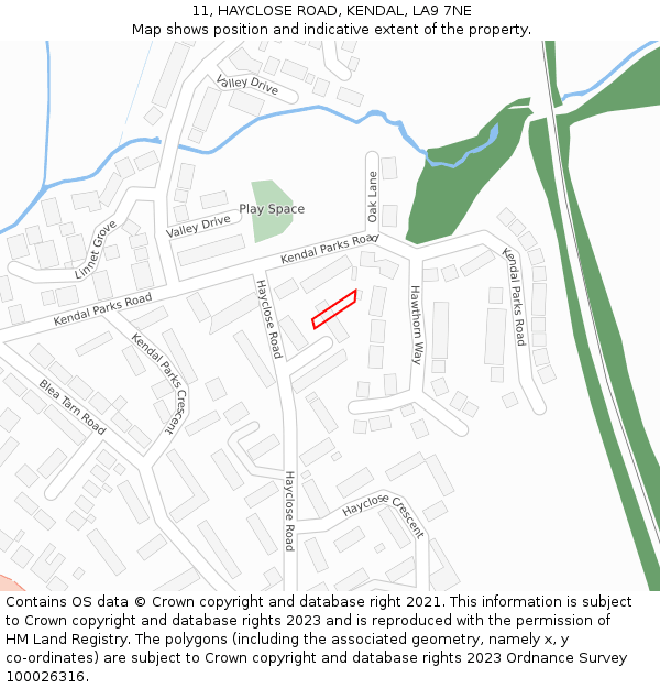 11, HAYCLOSE ROAD, KENDAL, LA9 7NE: Location map and indicative extent of plot