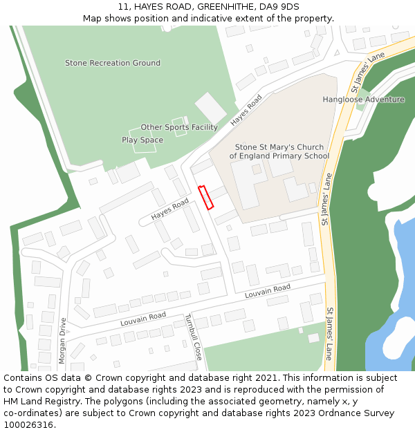11, HAYES ROAD, GREENHITHE, DA9 9DS: Location map and indicative extent of plot