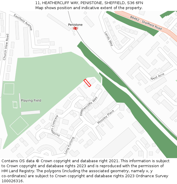11, HEATHERCLIFF WAY, PENISTONE, SHEFFIELD, S36 6FN: Location map and indicative extent of plot
