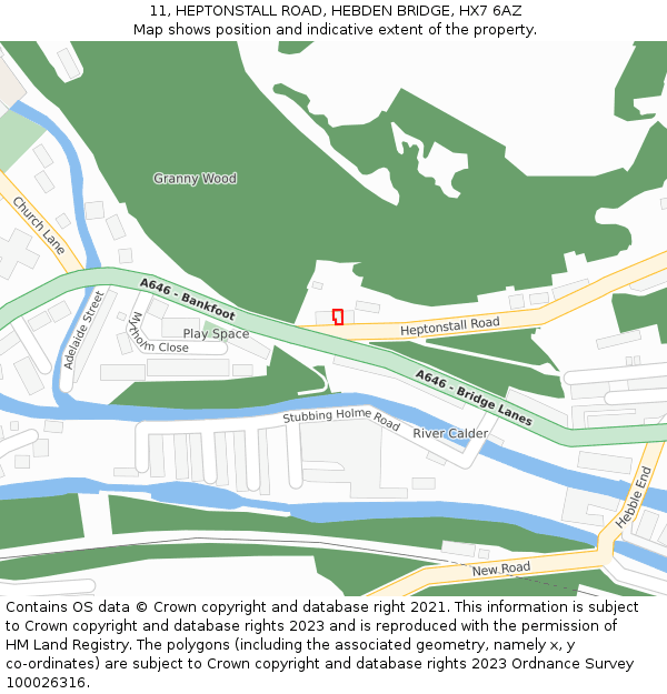11, HEPTONSTALL ROAD, HEBDEN BRIDGE, HX7 6AZ: Location map and indicative extent of plot