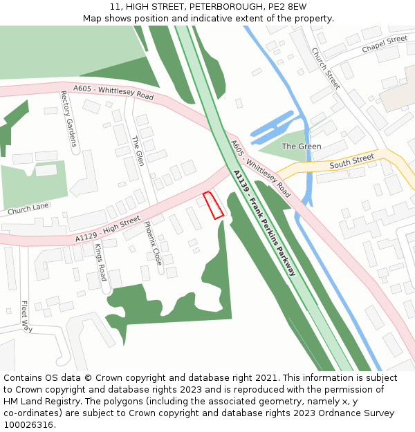 11, HIGH STREET, PETERBOROUGH, PE2 8EW: Location map and indicative extent of plot