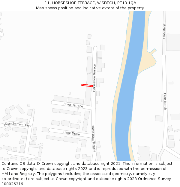 11, HORSESHOE TERRACE, WISBECH, PE13 1QA: Location map and indicative extent of plot