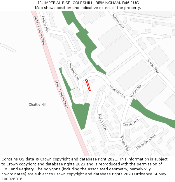11, IMPERIAL RISE, COLESHILL, BIRMINGHAM, B46 1UG: Location map and indicative extent of plot