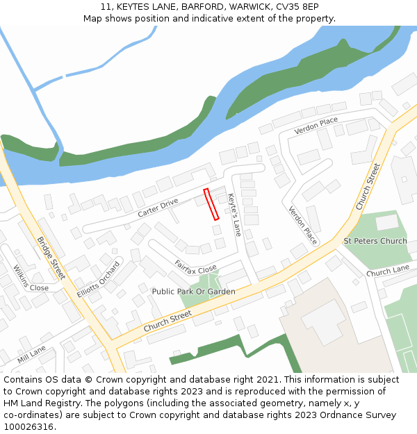 11, KEYTES LANE, BARFORD, WARWICK, CV35 8EP: Location map and indicative extent of plot