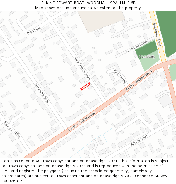 11, KING EDWARD ROAD, WOODHALL SPA, LN10 6RL: Location map and indicative extent of plot