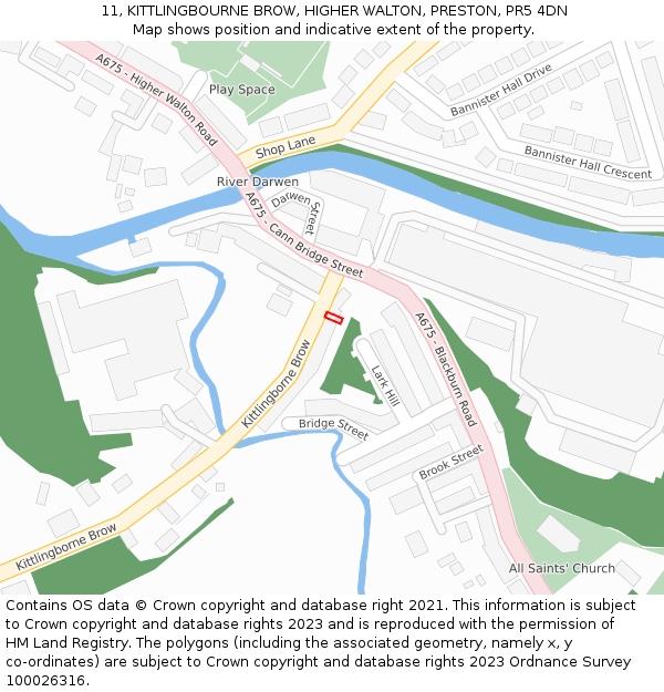 11, KITTLINGBOURNE BROW, HIGHER WALTON, PRESTON, PR5 4DN: Location map and indicative extent of plot