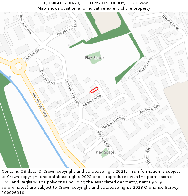 11, KNIGHTS ROAD, CHELLASTON, DERBY, DE73 5WW: Location map and indicative extent of plot