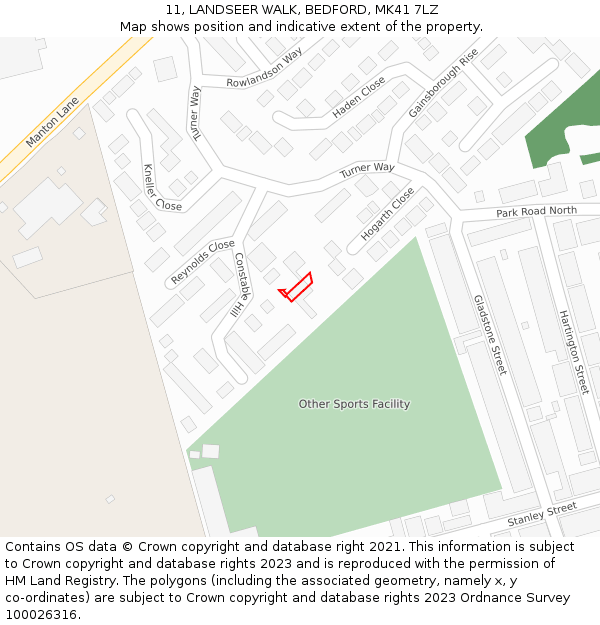 11, LANDSEER WALK, BEDFORD, MK41 7LZ: Location map and indicative extent of plot