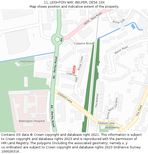 11, LEIGHTON WAY, BELPER, DE56 1SX: Location map and indicative extent of plot