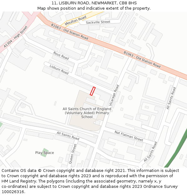 11, LISBURN ROAD, NEWMARKET, CB8 8HS: Location map and indicative extent of plot