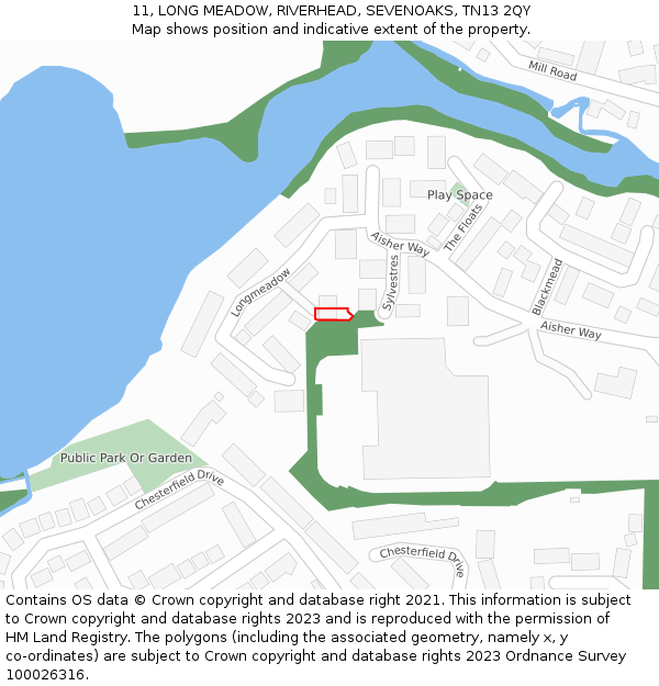 11, LONG MEADOW, RIVERHEAD, SEVENOAKS, TN13 2QY: Location map and indicative extent of plot