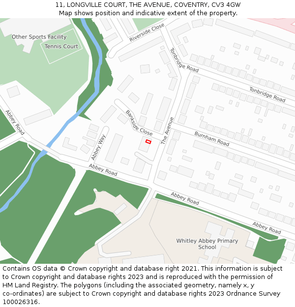 11, LONGVILLE COURT, THE AVENUE, COVENTRY, CV3 4GW: Location map and indicative extent of plot