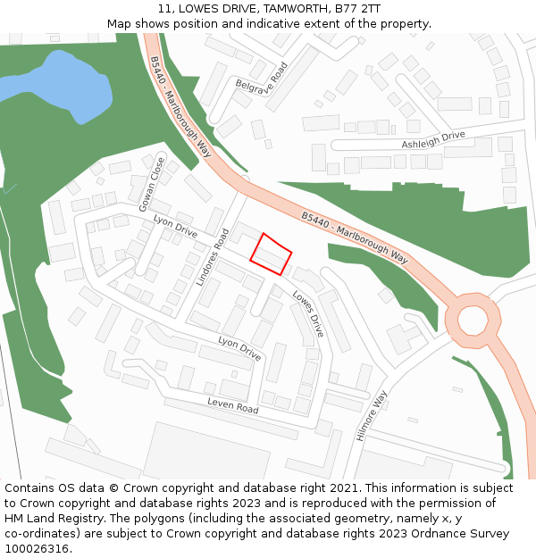 11, LOWES DRIVE, TAMWORTH, B77 2TT: Location map and indicative extent of plot