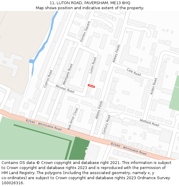 11, LUTON ROAD, FAVERSHAM, ME13 8HQ: Location map and indicative extent of plot