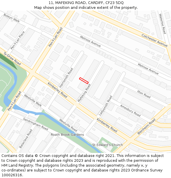 11, MAFEKING ROAD, CARDIFF, CF23 5DQ: Location map and indicative extent of plot