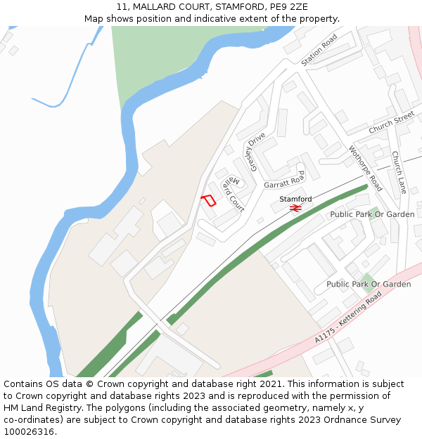 11, MALLARD COURT, STAMFORD, PE9 2ZE: Location map and indicative extent of plot