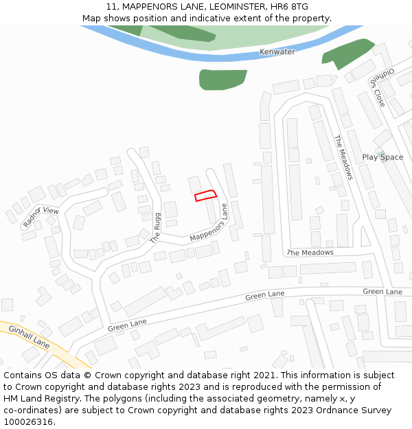 11, MAPPENORS LANE, LEOMINSTER, HR6 8TG: Location map and indicative extent of plot