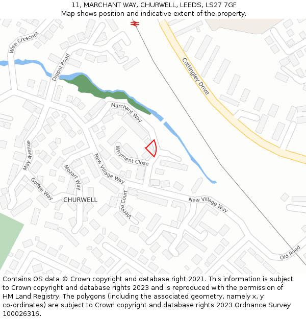 11, MARCHANT WAY, CHURWELL, LEEDS, LS27 7GF: Location map and indicative extent of plot