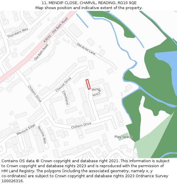11, MENDIP CLOSE, CHARVIL, READING, RG10 9QE: Location map and indicative extent of plot