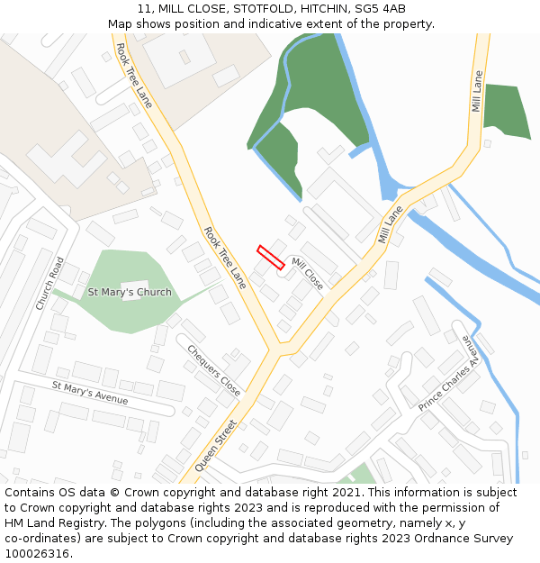11, MILL CLOSE, STOTFOLD, HITCHIN, SG5 4AB: Location map and indicative extent of plot
