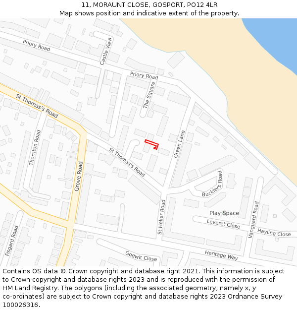 11, MORAUNT CLOSE, GOSPORT, PO12 4LR: Location map and indicative extent of plot