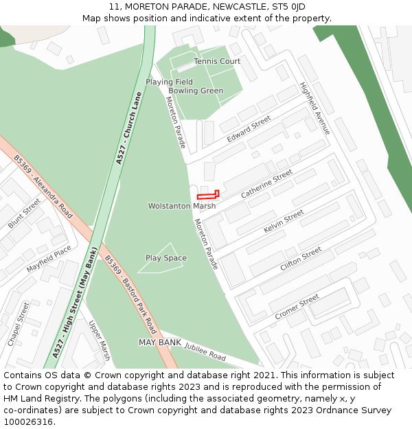 11, MORETON PARADE, NEWCASTLE, ST5 0JD: Location map and indicative extent of plot