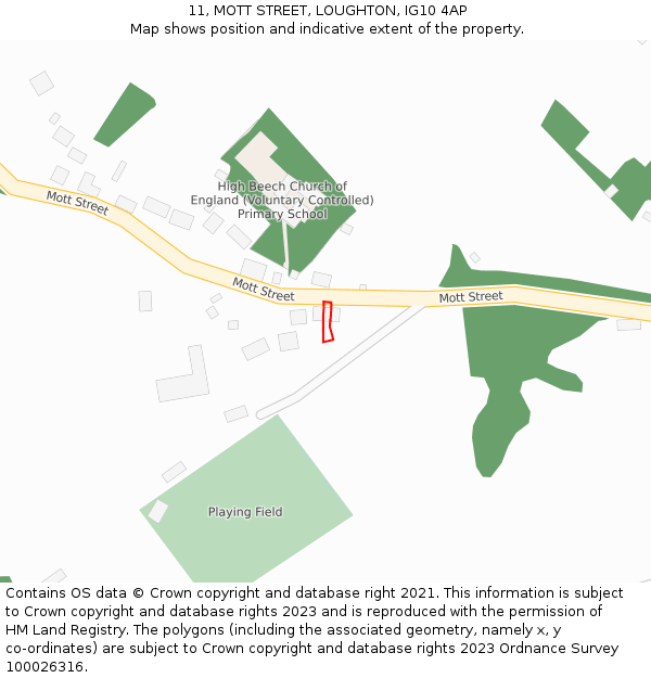 11, MOTT STREET, LOUGHTON, IG10 4AP: Location map and indicative extent of plot