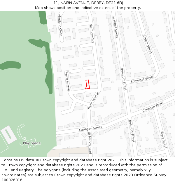 11, NAIRN AVENUE, DERBY, DE21 6BJ: Location map and indicative extent of plot