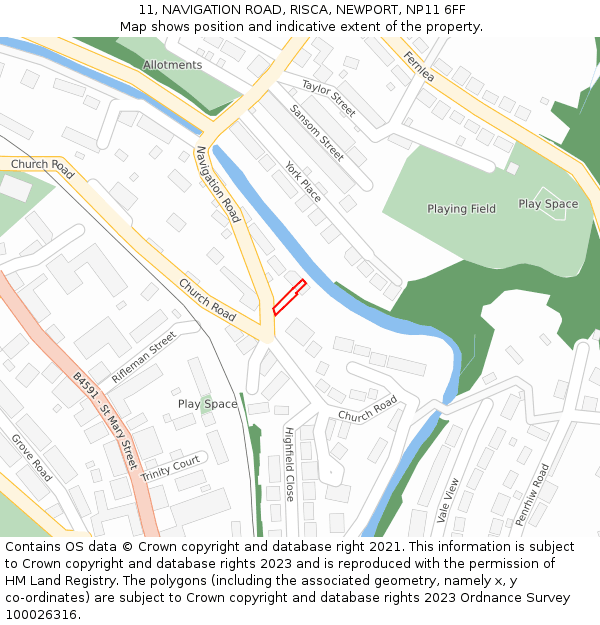 11, NAVIGATION ROAD, RISCA, NEWPORT, NP11 6FF: Location map and indicative extent of plot