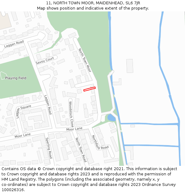 11, NORTH TOWN MOOR, MAIDENHEAD, SL6 7JR: Location map and indicative extent of plot