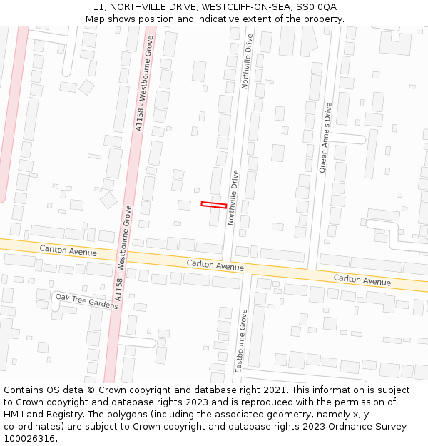 11, NORTHVILLE DRIVE, WESTCLIFF-ON-SEA, SS0 0QA: Location map and indicative extent of plot