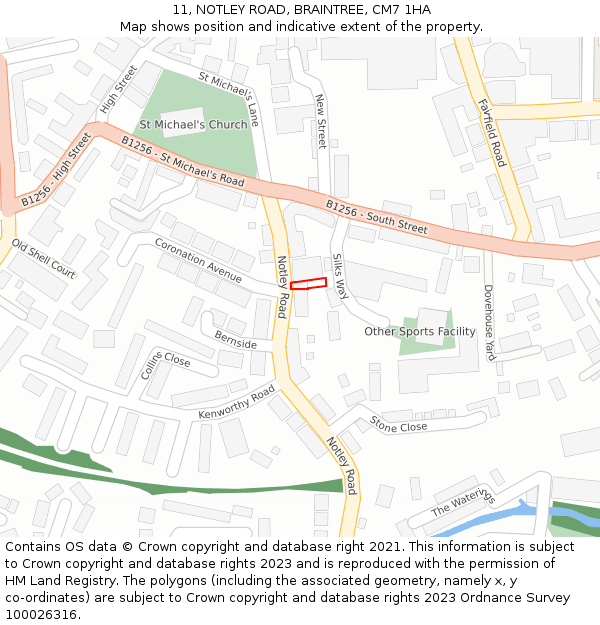 11, NOTLEY ROAD, BRAINTREE, CM7 1HA: Location map and indicative extent of plot