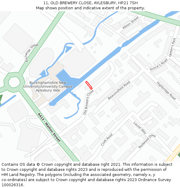 11, OLD BREWERY CLOSE, AYLESBURY, HP21 7SH: Location map and indicative extent of plot
