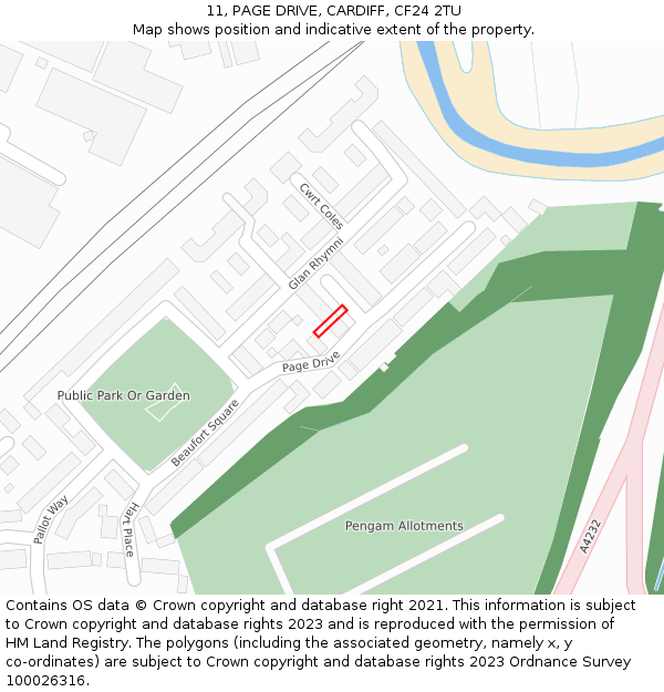 11, PAGE DRIVE, CARDIFF, CF24 2TU: Location map and indicative extent of plot