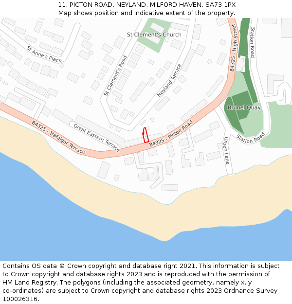 11, PICTON ROAD, NEYLAND, MILFORD HAVEN, SA73 1PX: Location map and indicative extent of plot