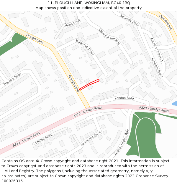 11, PLOUGH LANE, WOKINGHAM, RG40 1RQ: Location map and indicative extent of plot